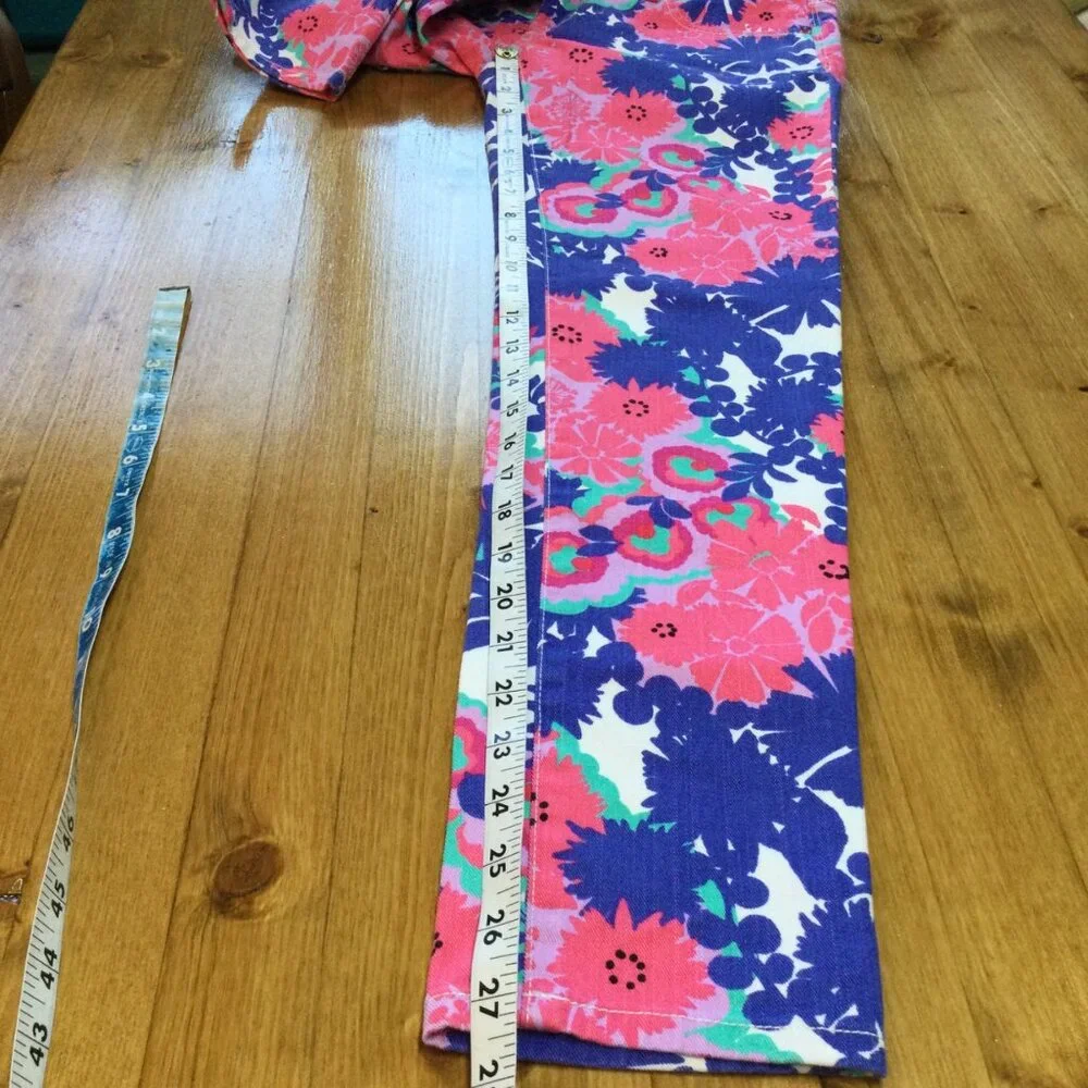 Lilly Pulitzer Worth Skinny Mini Floral Print Jeans Size 00 Multicolor Preppy